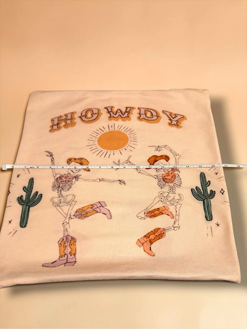 “Howdy” Western Sun Pillow Cover — Cream with Mustard & Orange